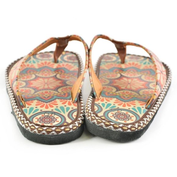 Brown & Red Mandala Flip-Flop - Calceo Line of Goby Shoes - Picture 4 of 4